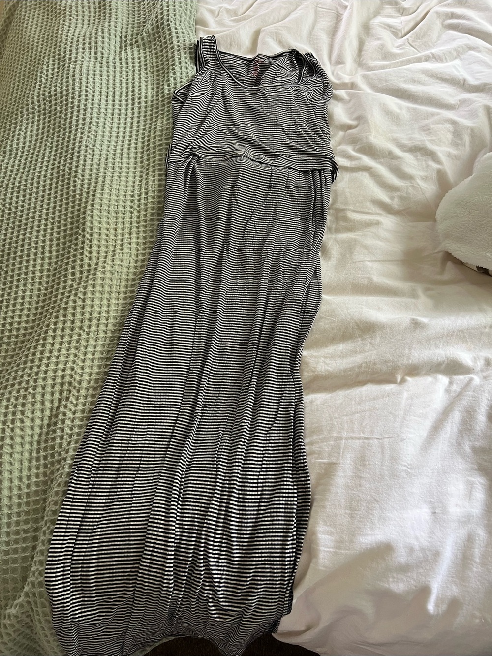 Everly Grey Black and White Striped Maxi Dress